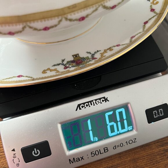 VTG Royal Bayreuth Bavaria Gravy Boat W/ Attached Plate Gold Trim Floral - Picture 13 of 13